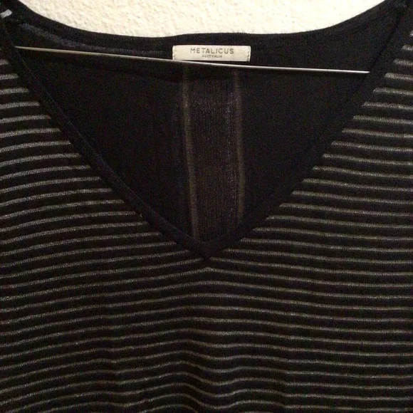 Metalicus, Black Knitted Tunic with Silver Stripes, Size M-L - Picture 3 of 6